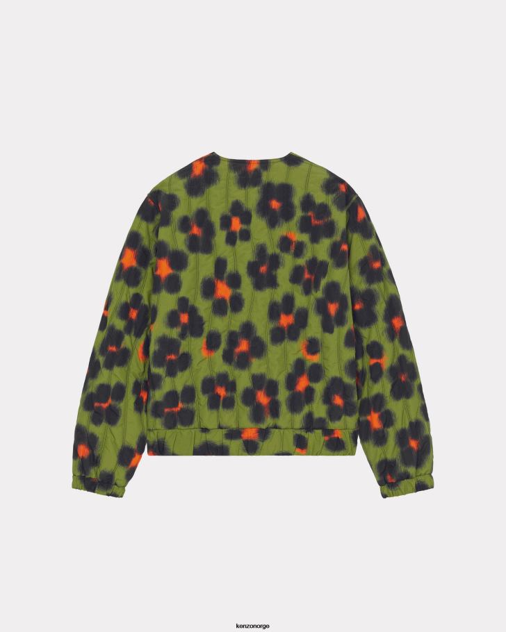 Kenzo klær kvinner kaki hana leopard' vendbar vattert jakke DVNVN518
