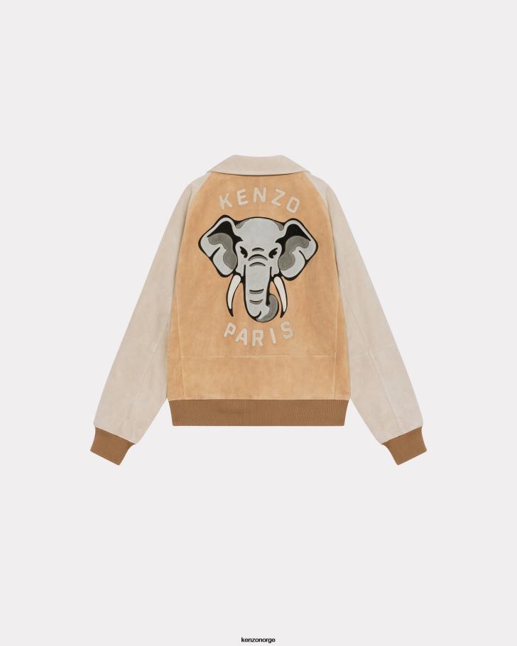 Kenzo klær kvinner konjakk elephant' varsity semsket skinnjakke DVNVN688