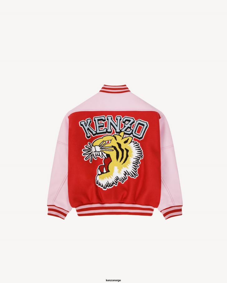 Kenzo klær kvinner middels rød 'tiger varsity'-jakke i ull og skinn DVNVN591