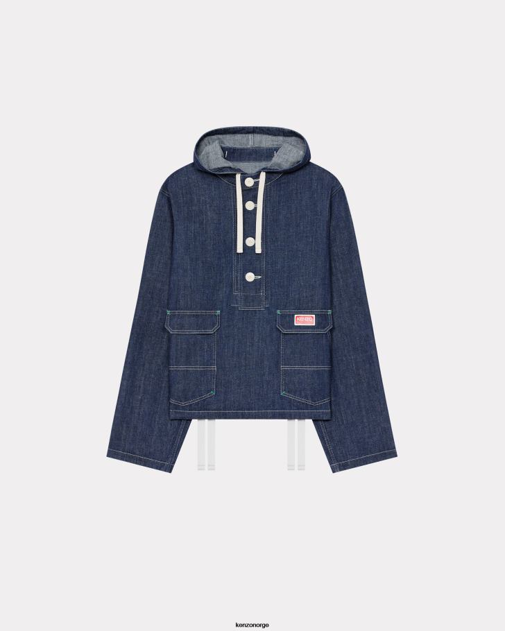 Kenzo klær kvinner skyll blå denim sailor' skjortejakke i denim med hette DVNVN567