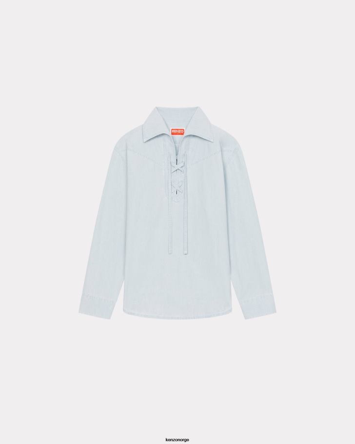 Kenzo klær kvinner bleket blå denim denim overskjorte DVNVN619