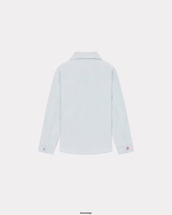 Kenzo klær kvinner bleket blå denim denim overskjorte DVNVN619