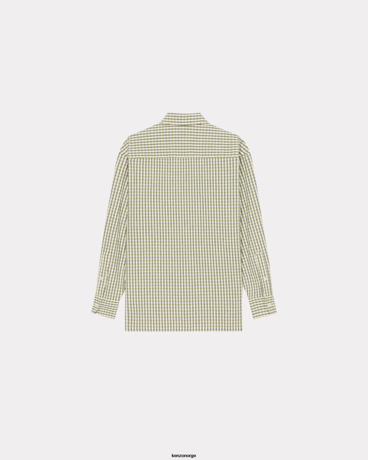 Kenzo klær kvinner gyllen gul boke flower' oversize skjorte i gingham DVNVN608