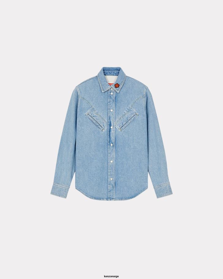Kenzo klær kvinner himmelblå denim westernskjorte DVNVN507