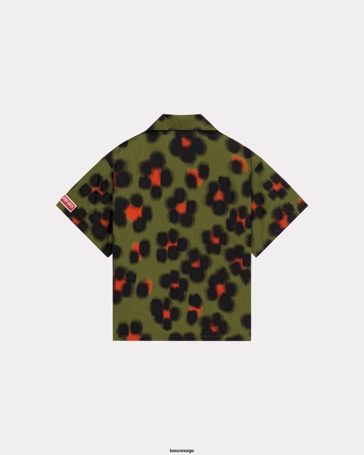 Kenzo klær kvinner kaki hana leopard' boksy skjorte DVNVN560