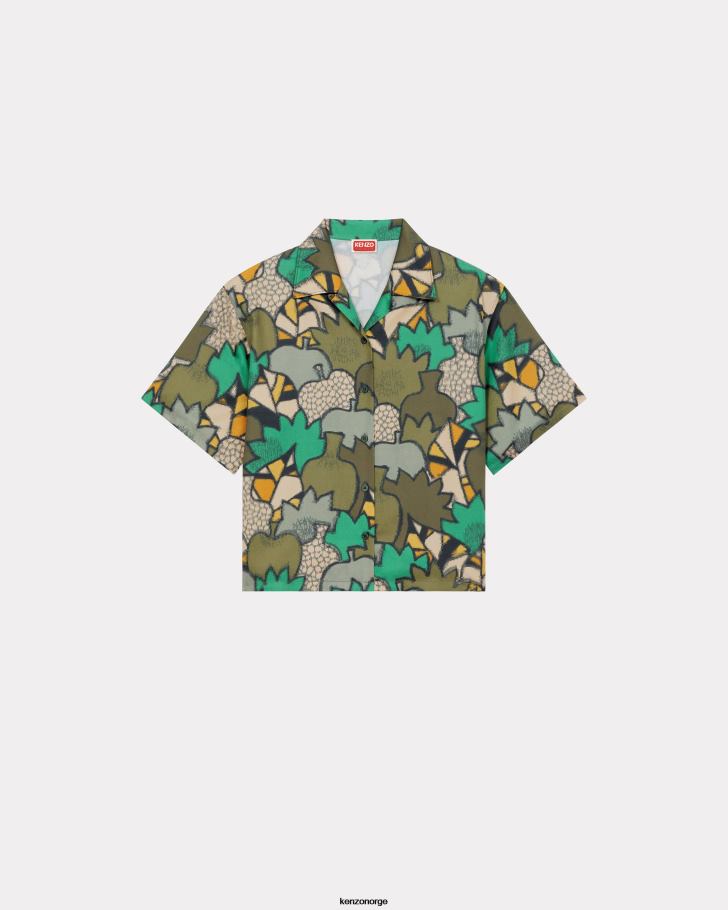 Kenzo klær kvinner mørk kaki kimono camo skjorte DVNVN539