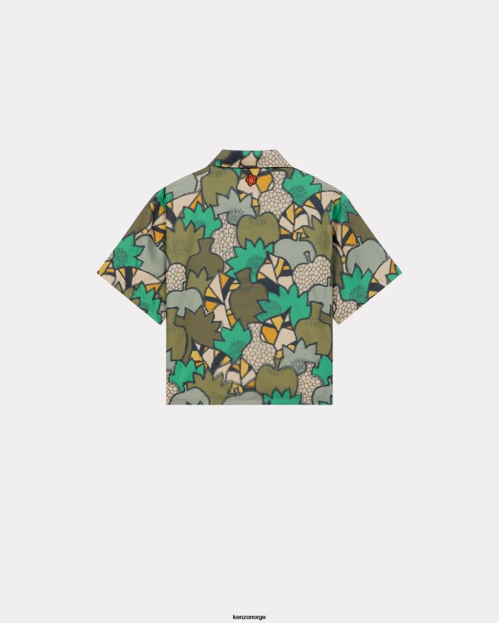 Kenzo klær kvinner mørk kaki kimono camo skjorte DVNVN539