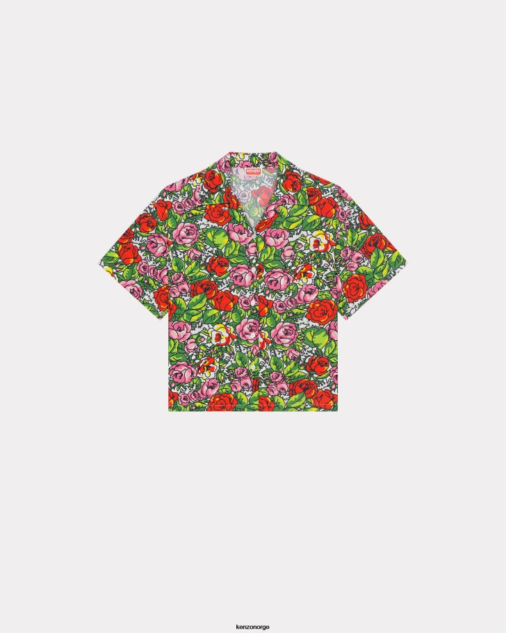 Kenzo klær kvinner off white boxy-skjorte med hawaiian flower DVNVN464