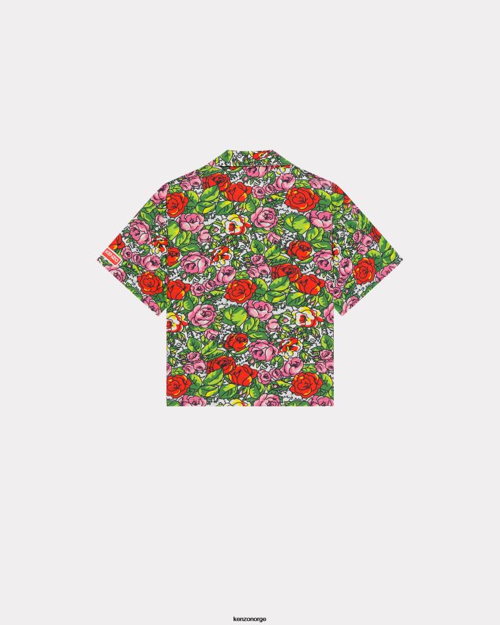 Kenzo klær kvinner off white boxy-skjorte med hawaiian flower DVNVN464