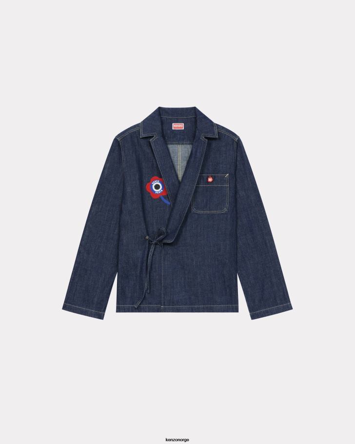 Kenzo klær kvinner skyll blå denim target' denim kimonoskjorte DVNVN677