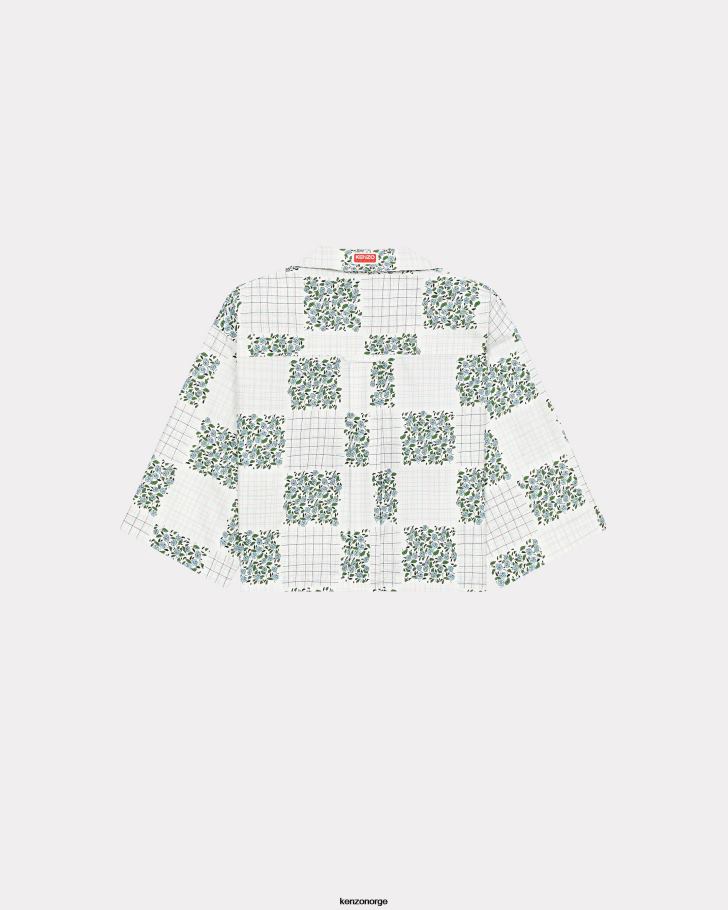 Kenzo klær kvinner turkis hana patchwork' boxy-skjorte DVNVN573