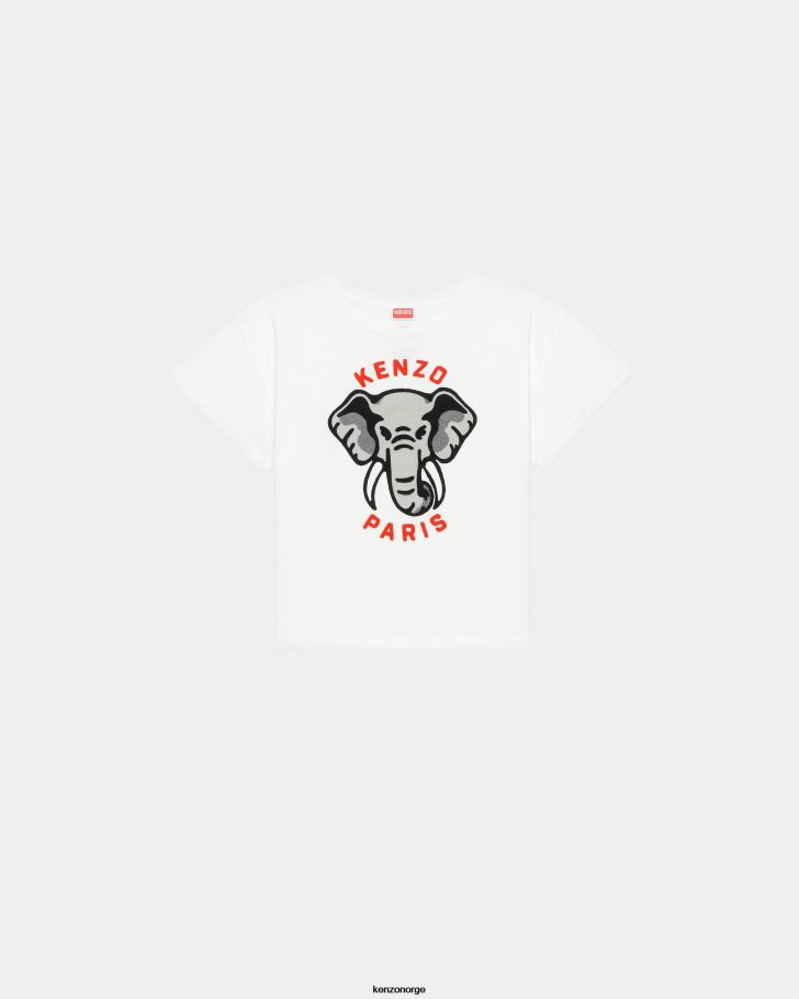 Kenzo klær kvinner off white elefants slappe t-skjorte DVNVN379
