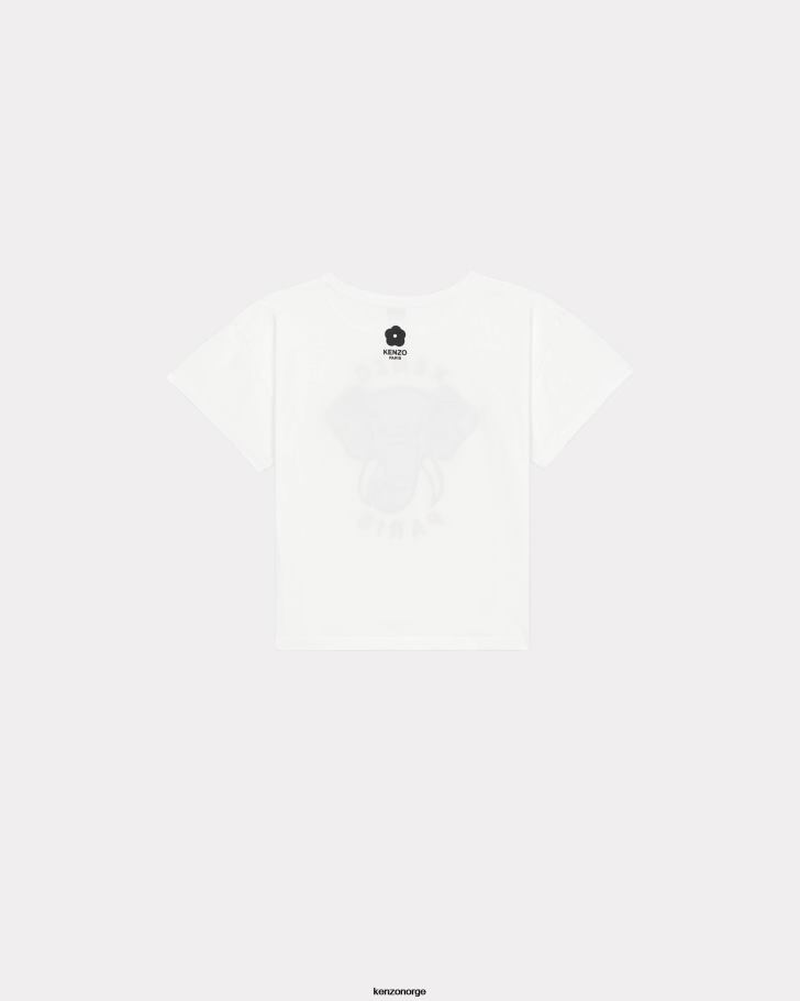 Kenzo klær kvinner off white elefants slappe t-skjorte DVNVN379