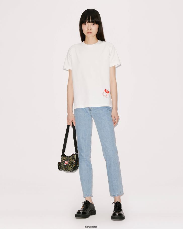 Kenzo klær kvinner off white løs passform 'vintage label' t-skjorte DVNVN394