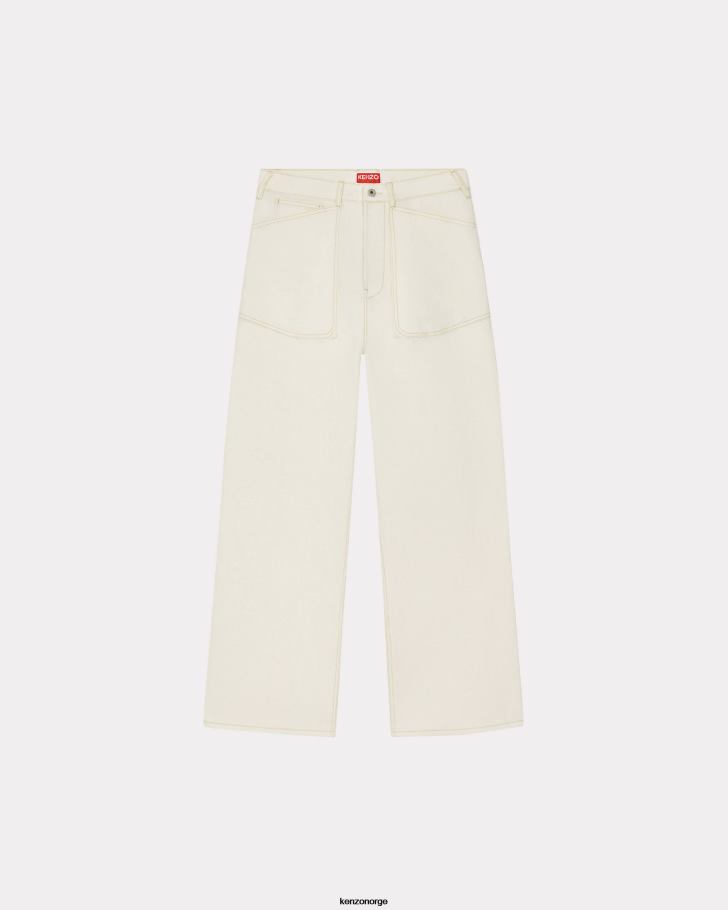 Kenzo klær menn bleket hvit denim sjømann jeans med løs passform DVNVN328