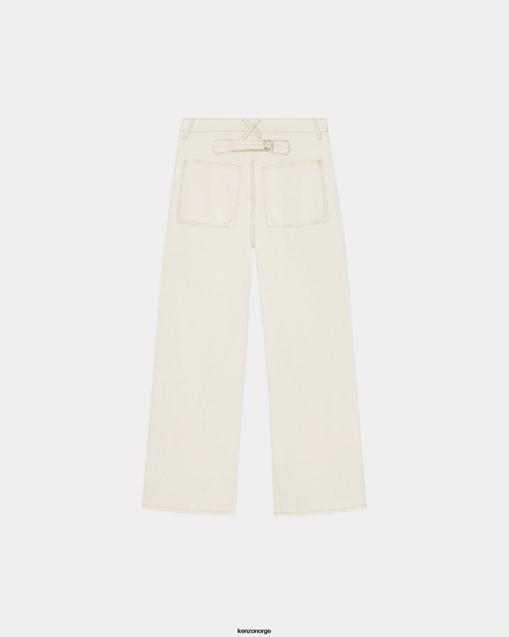 Kenzo klær menn bleket hvit denim sjømann jeans med løs passform DVNVN328