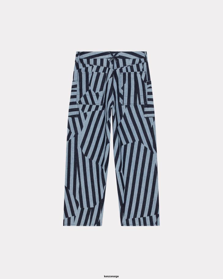 Kenzo klær menn skyll blå denim blendende stripe cargo-jeans DVNVN277