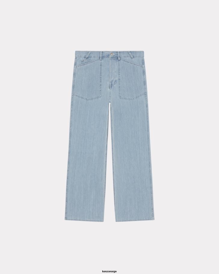 Kenzo klær menn steinbleket blå denim sjømann jeans med løs passform DVNVN339
