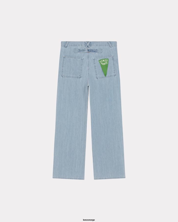 Kenzo klær menn steinbleket blå denim sjømann jeans med løs passform DVNVN339