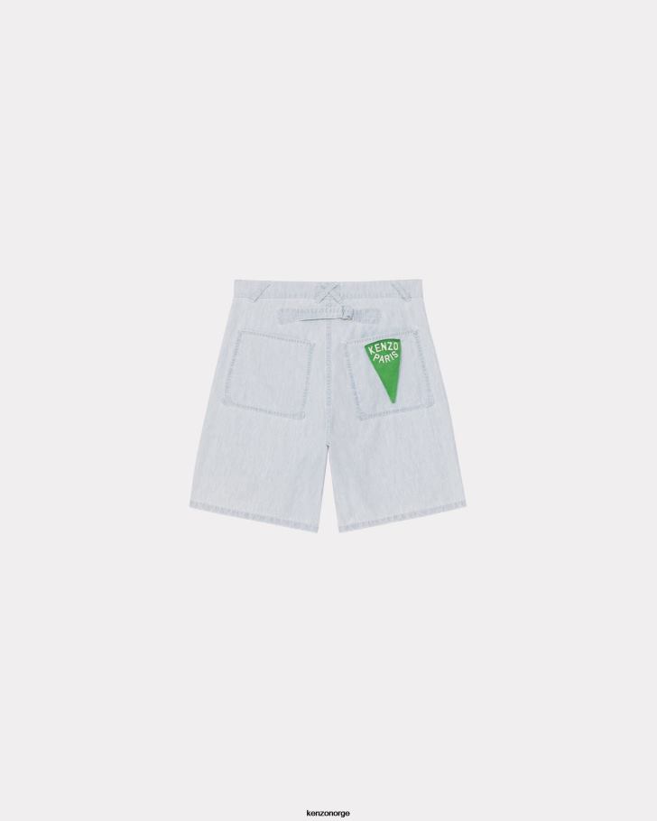 Kenzo klær menn bleket blå denim seiler denimshorts med løs passform DVNVN325