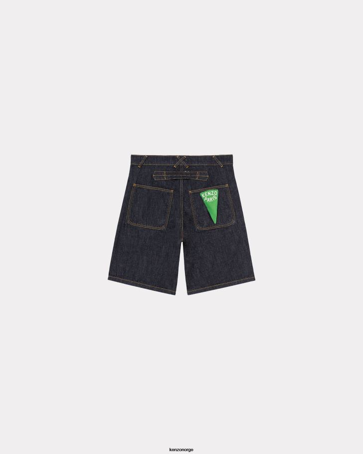 Kenzo klær menn skyll blå denim sailor løs denimshorts DVNVN301