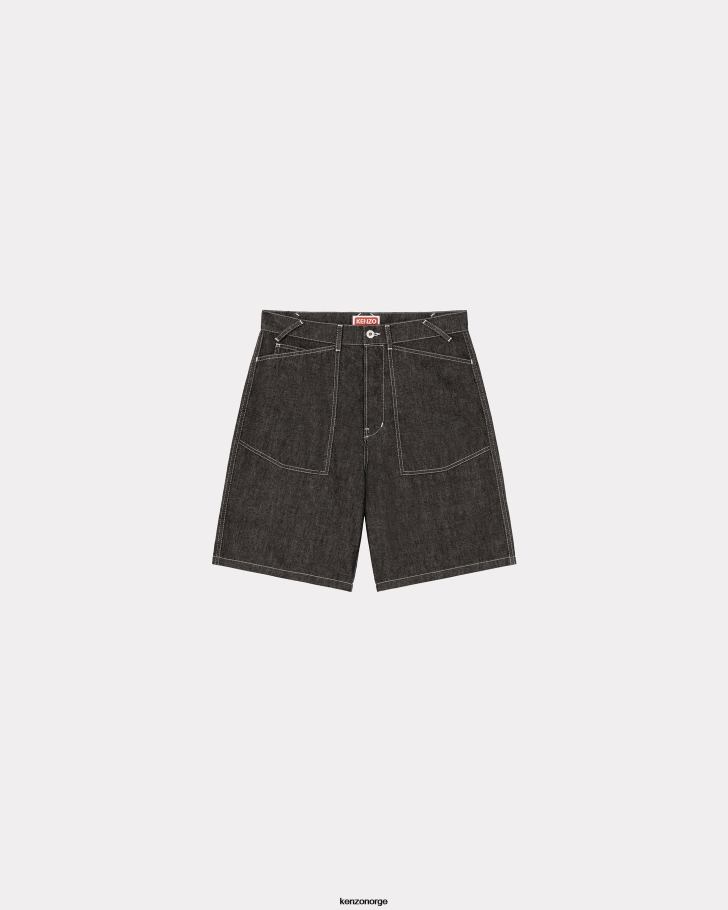 Kenzo klær menn skyll svart denim seiler denimshorts med løs passform DVNVN305