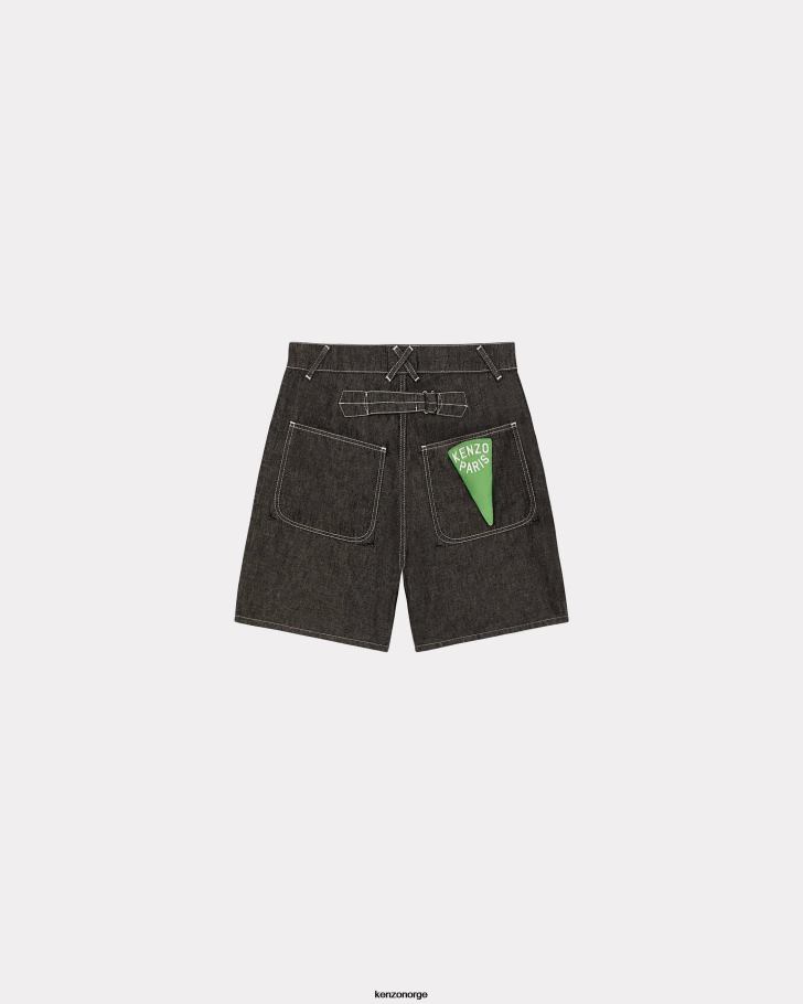 Kenzo klær menn skyll svart denim seiler denimshorts med løs passform DVNVN305