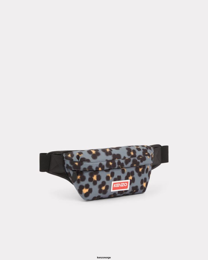 Kenzo tilbehør menn tåkete grå hana leopard-belteveske DVNVN873