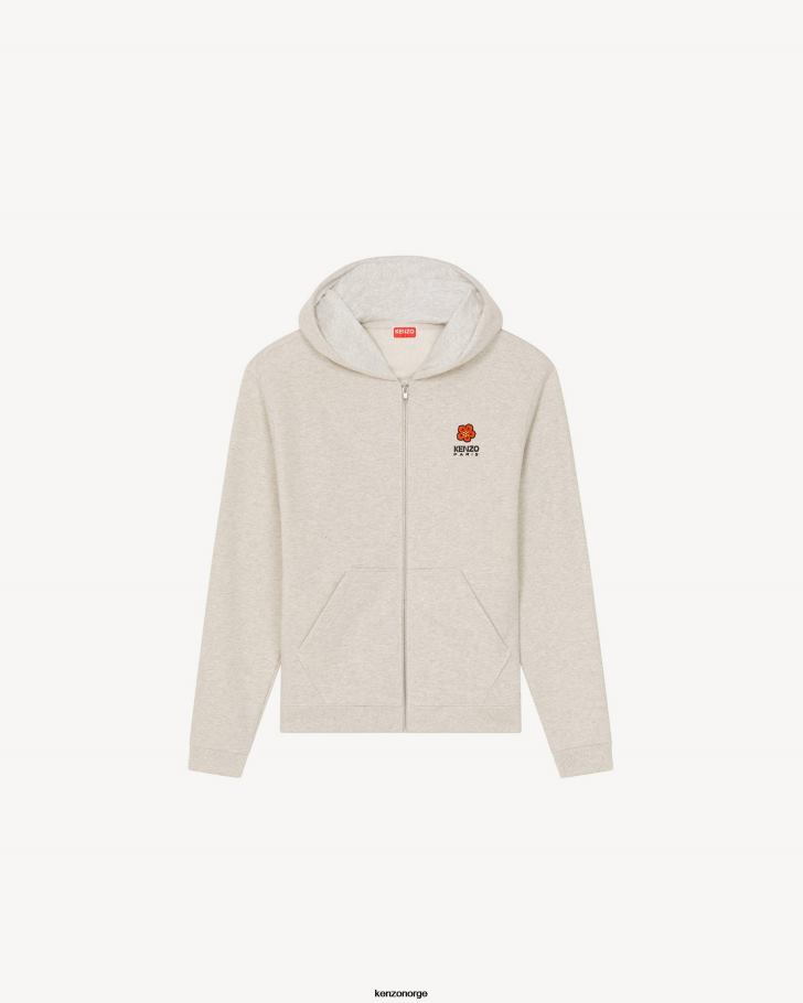Kenzo klær menn blek grå boke flower' crest sweatshirt med hette og glidelås DVNVN364
