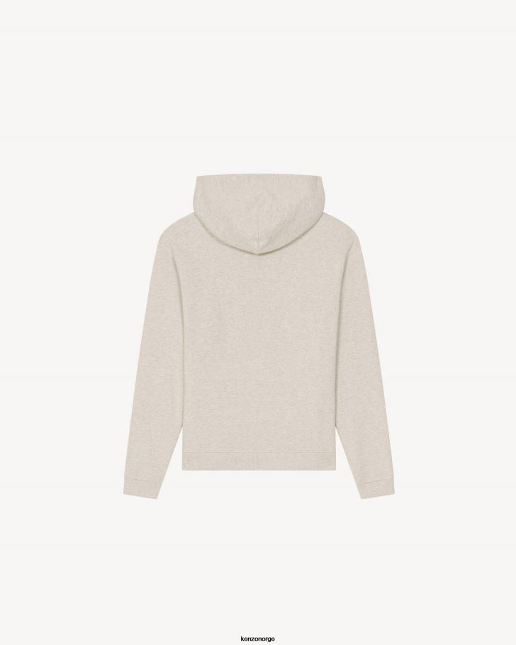 Kenzo klær menn blek grå boke flower' crest sweatshirt med hette og glidelås DVNVN364