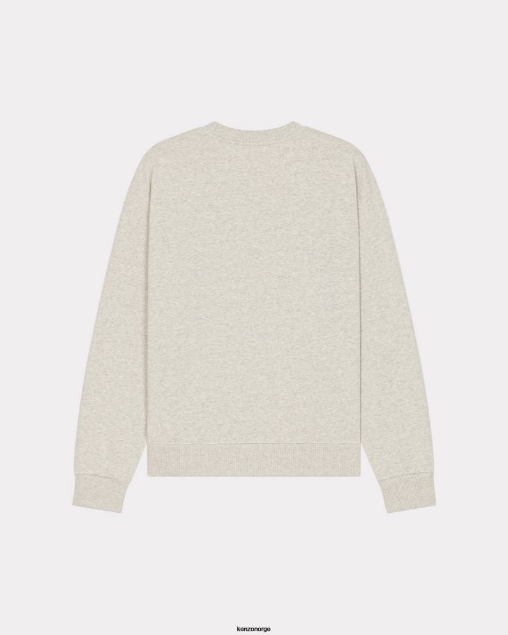 Kenzo klær menn blek grå genser med boke flower crest DVNVN28