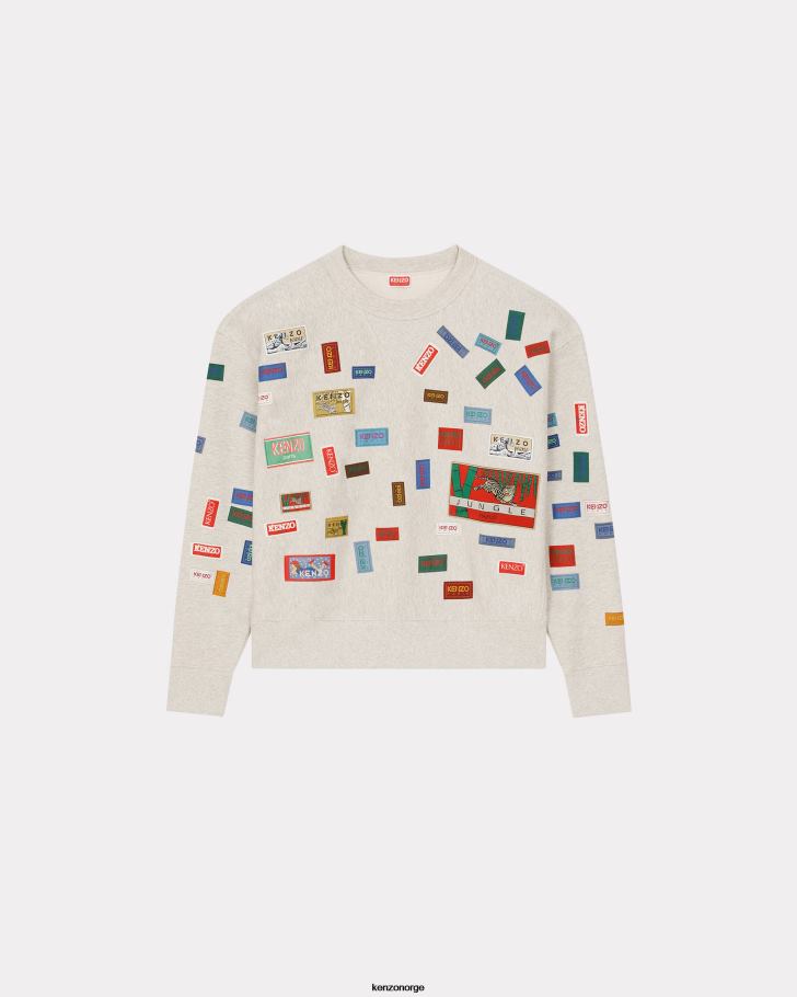 Kenzo klær menn blek grå labels' oversize genser DVNVN40