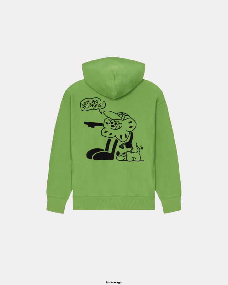 Kenzo klær menn gress grønt boke travels oversized genser med hette DVNVN141
