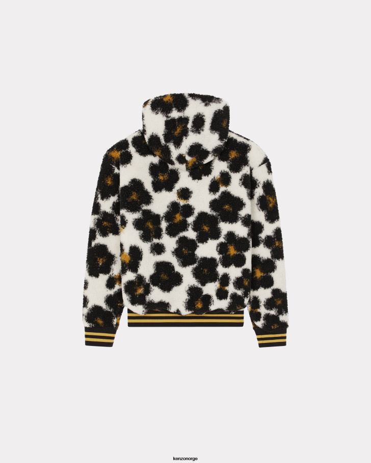 Kenzo klær menn off white hana leopard' hettegenser i polar fleece DVNVN113