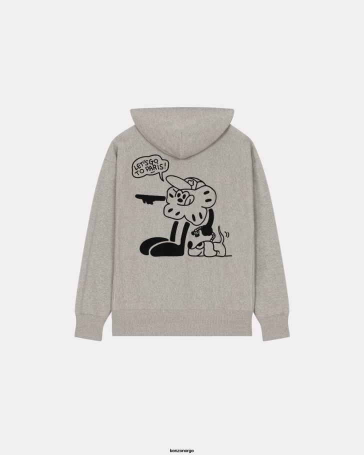 Kenzo klær menn perlegrå boke travels oversized genser med hette DVNVN12