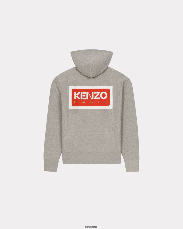 Kenzo klær menn perlegrå oversize paris genser med hette DVNVN75