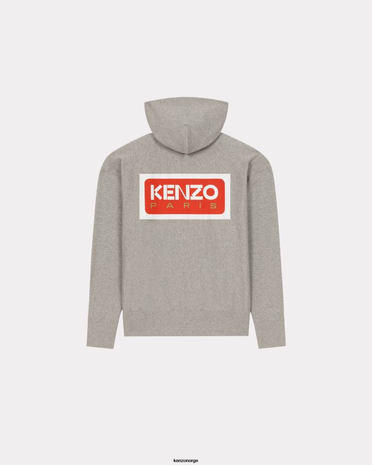 Kenzo klær menn perlegrå paris oversize genser med glidelås DVNVN285