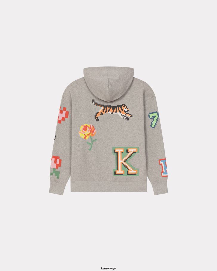 Kenzo klær menn perlegrå pixel' oversized hettegenser DVNVN19