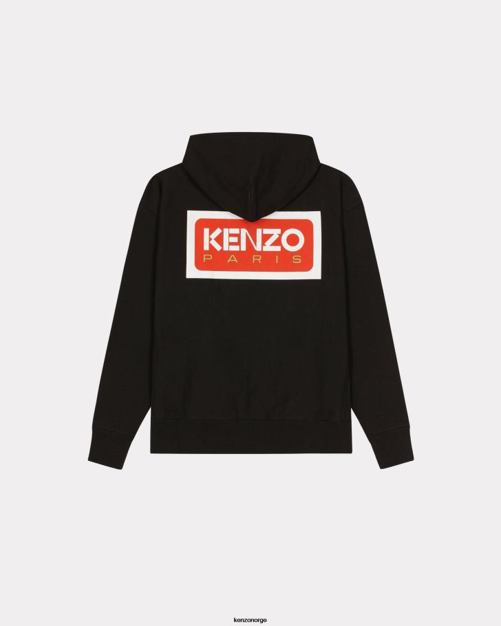 Kenzo klær menn svart paris oversize genser med glidelås DVNVN79