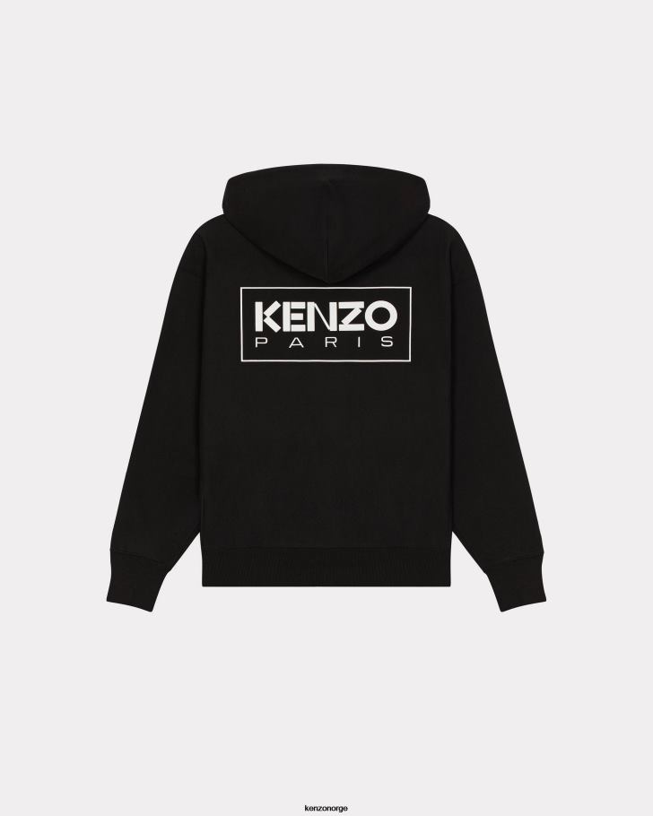 Kenzo klær menn svart paris oversize hettegenser DVNVN53