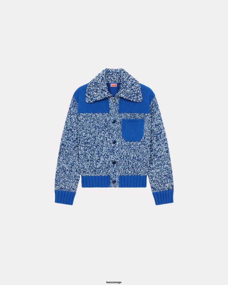 Kenzo klær menn midnatt blå fisker cardigan DVNVN117