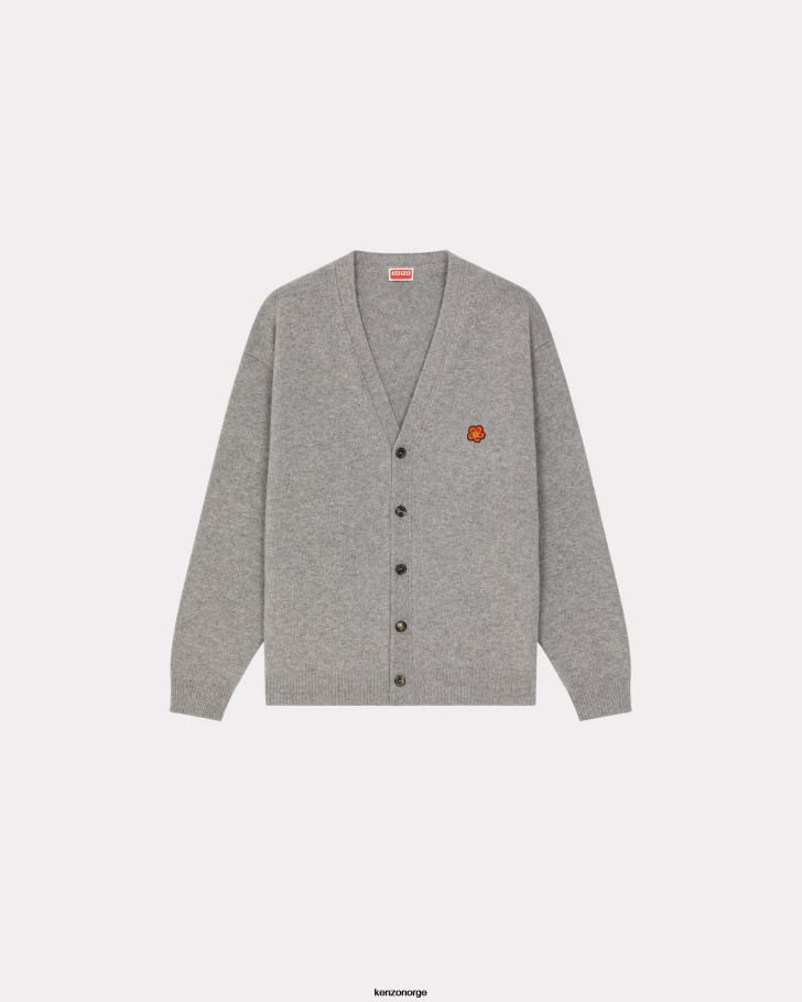 Kenzo klær menn perlegrå boke flower' crest ull cardigan DVNVN244