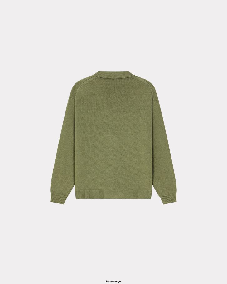 Kenzo klær menn salvie grønn boke flower' crest ull cardigan DVNVN235