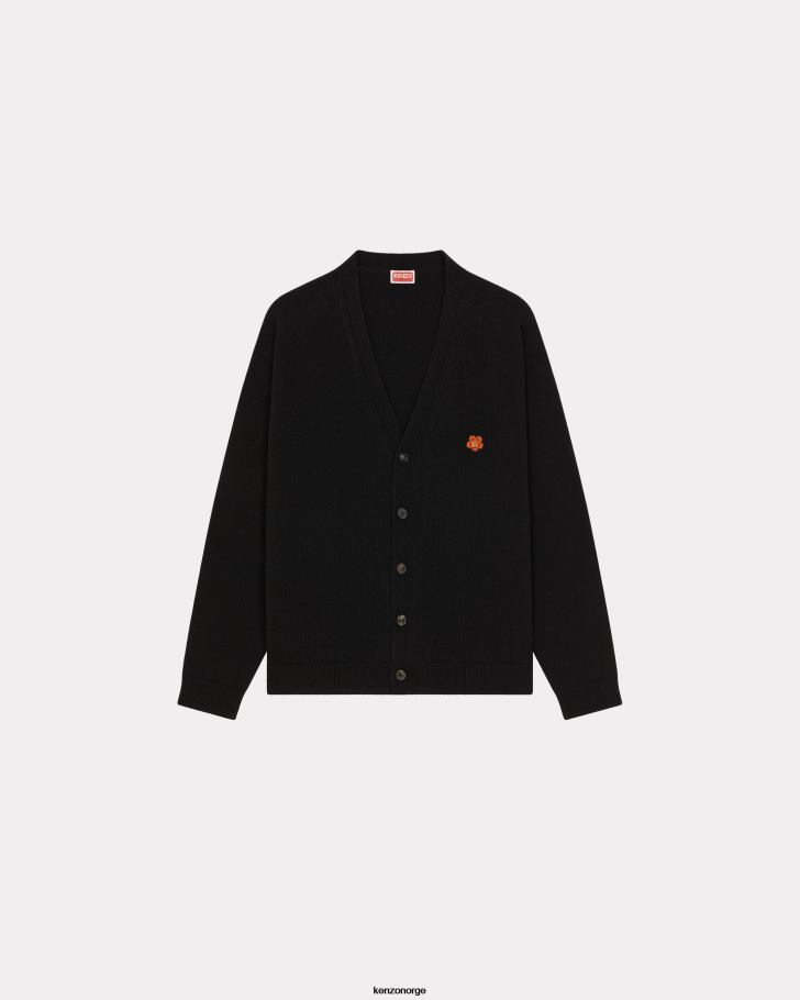 Kenzo klær menn svart boke flower' crest ull cardigan DVNVN103