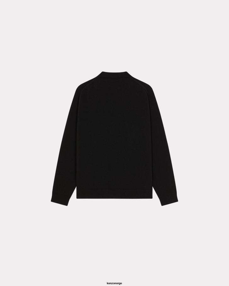 Kenzo klær menn svart boke flower' crest ull cardigan DVNVN103