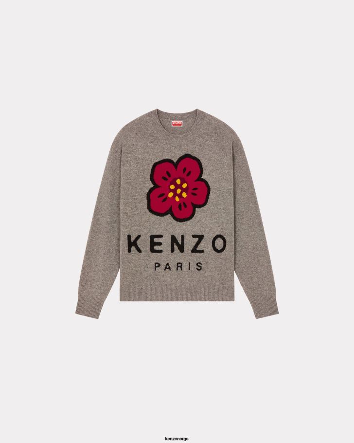 Kenzo klær menn tåkete grå merinoullgenser av boke flower DVNVN146