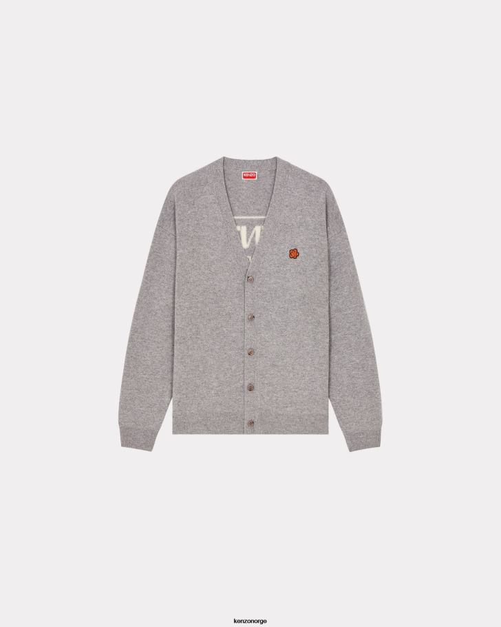Kenzo klær menn tåkete grå paris merinoull cardigan DVNVN279