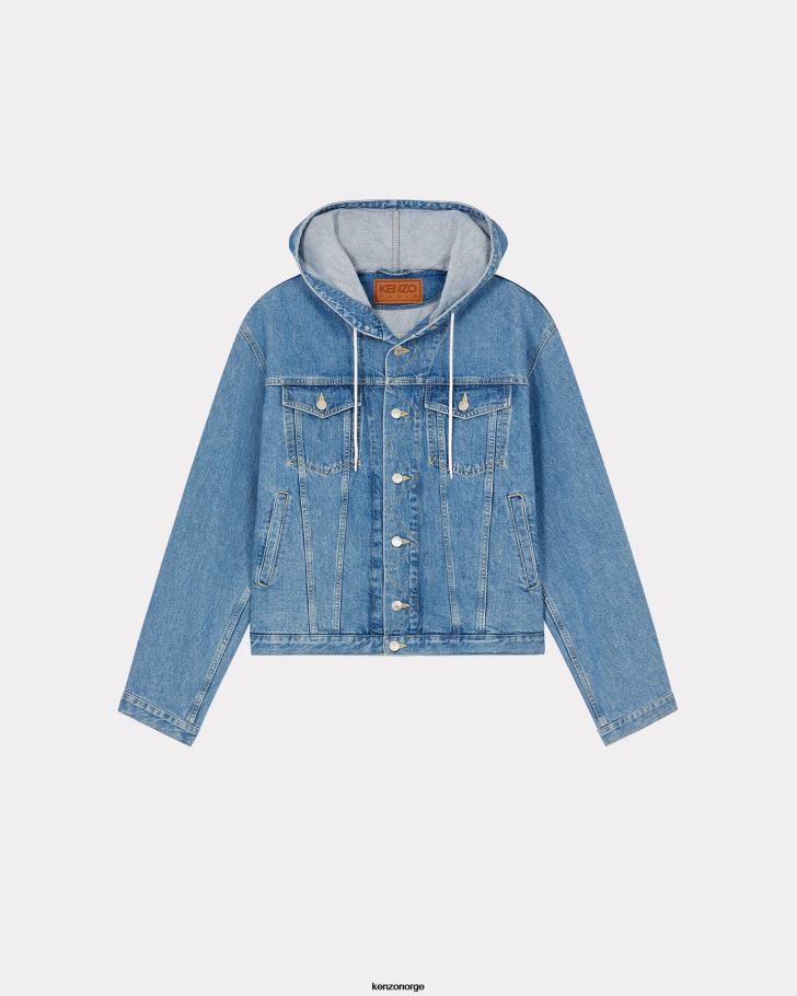 Kenzo klær menn blå denimjakke med hette DVNVN335