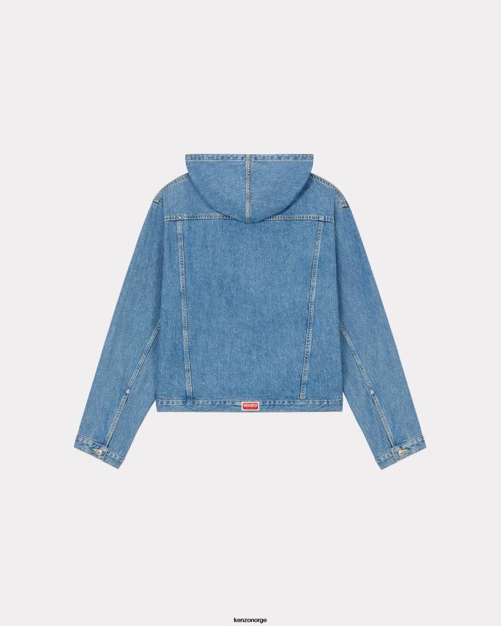 Kenzo klær menn blå denimjakke med hette DVNVN335