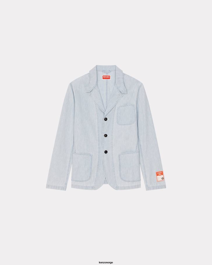 Kenzo klær menn bleket blå denim denim arbeidsklær jakke DVNVN119